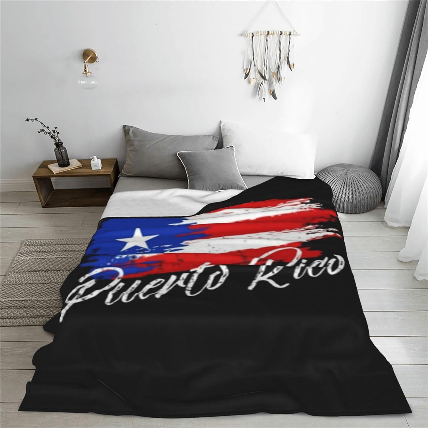 Cute Puerto Rico Flag Blanket Soft Cozy Flannel Blanket Lightweight Puerto Rican Throw Blankets for Bed Couch Sofa 50"x 40"