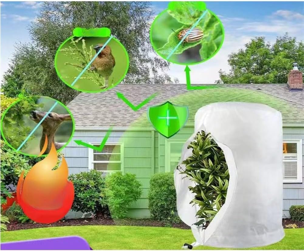 Plant Covers Freeze Protection, Outdoor Plant Frost Cover with Drawstring White 240x240cm 1-Pack(240 * 240cm)