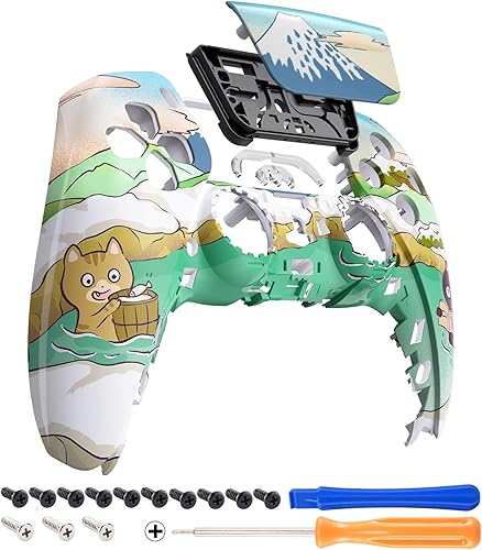 eXtremeRate Hot Spring Kitties Touchpad Front Top Shell Compatible with ps5 Controller BDM-010 020 030 040 050, DIY Replacement Shell Custom Touch