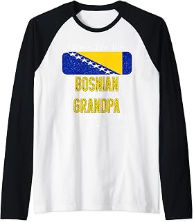 Mens I Have Two Titles Bosnian and Grandpa Bosnia Raglan Baseball Tee