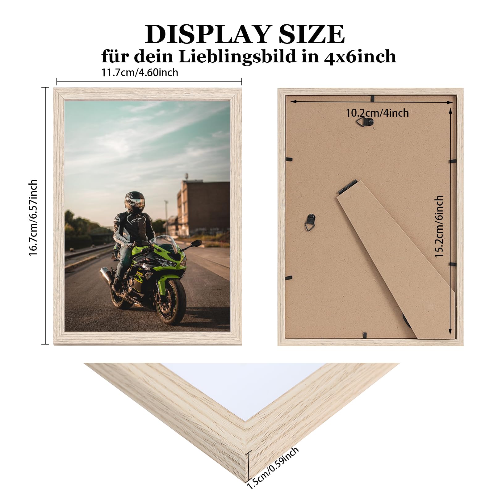 LYYYYX 6x4 in Picture Frame 4 Pack Wooden Photo Frame,With Acrylic Glass,Stand Tabletop Wall Hanging Poster Frame for Display Landscape - Image 2