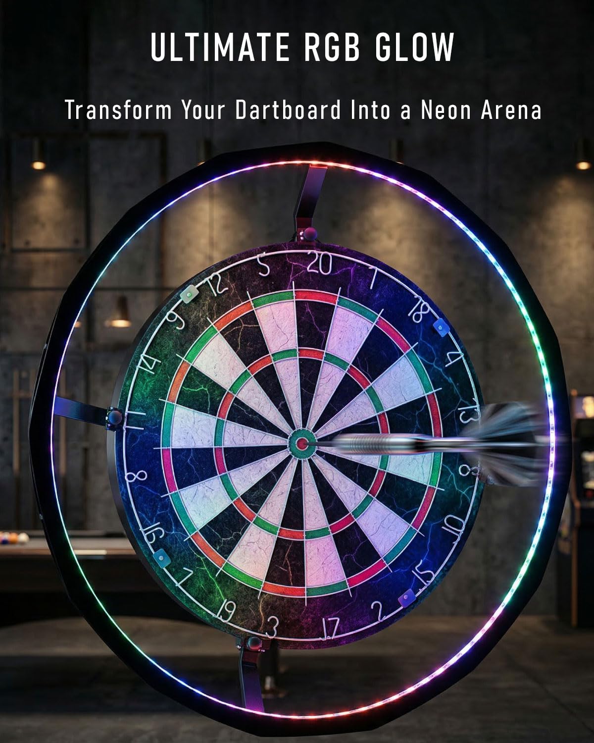 Dartscheibe Beleuchtung– Ultrahell 360° LED Lichtring für Sisal Dartboard – Schattenloser Runddesign mit einfacher Schnappmontage –Dartscheibe Licht für dunkle Spielzimmer und Clubs