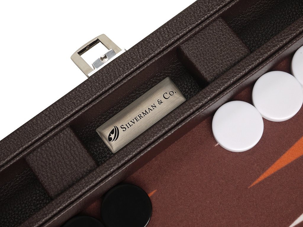 Silverman & Co. Backgammon da viaggio Premium da 33 cm, marrone scuro, 2 giocatori, età 12+