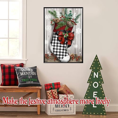 Miniatura 6 de Tontut Kit de pintura de diamantes de Navidad, juego de arte de diamantes de calcetín de Navidad para adultos, arte hecho a mano con diamantes 5D,