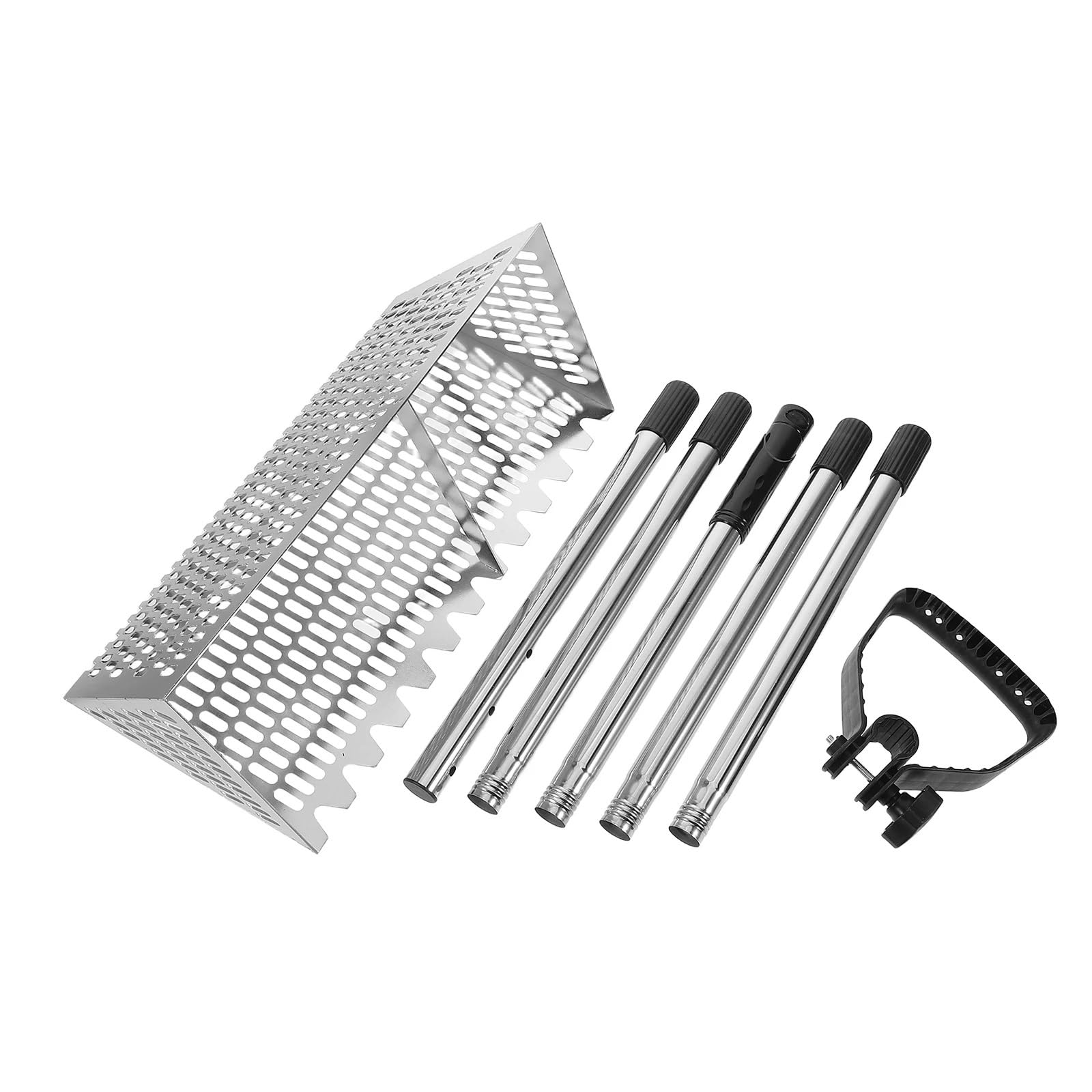 Rastrillo per pulci di sabbia Strumento setaccio for sabbia da spiaggia in acciaio al carbonio staccabile con paletta for la raccolta di conchiglie e caccia tesoro in metallo portatile