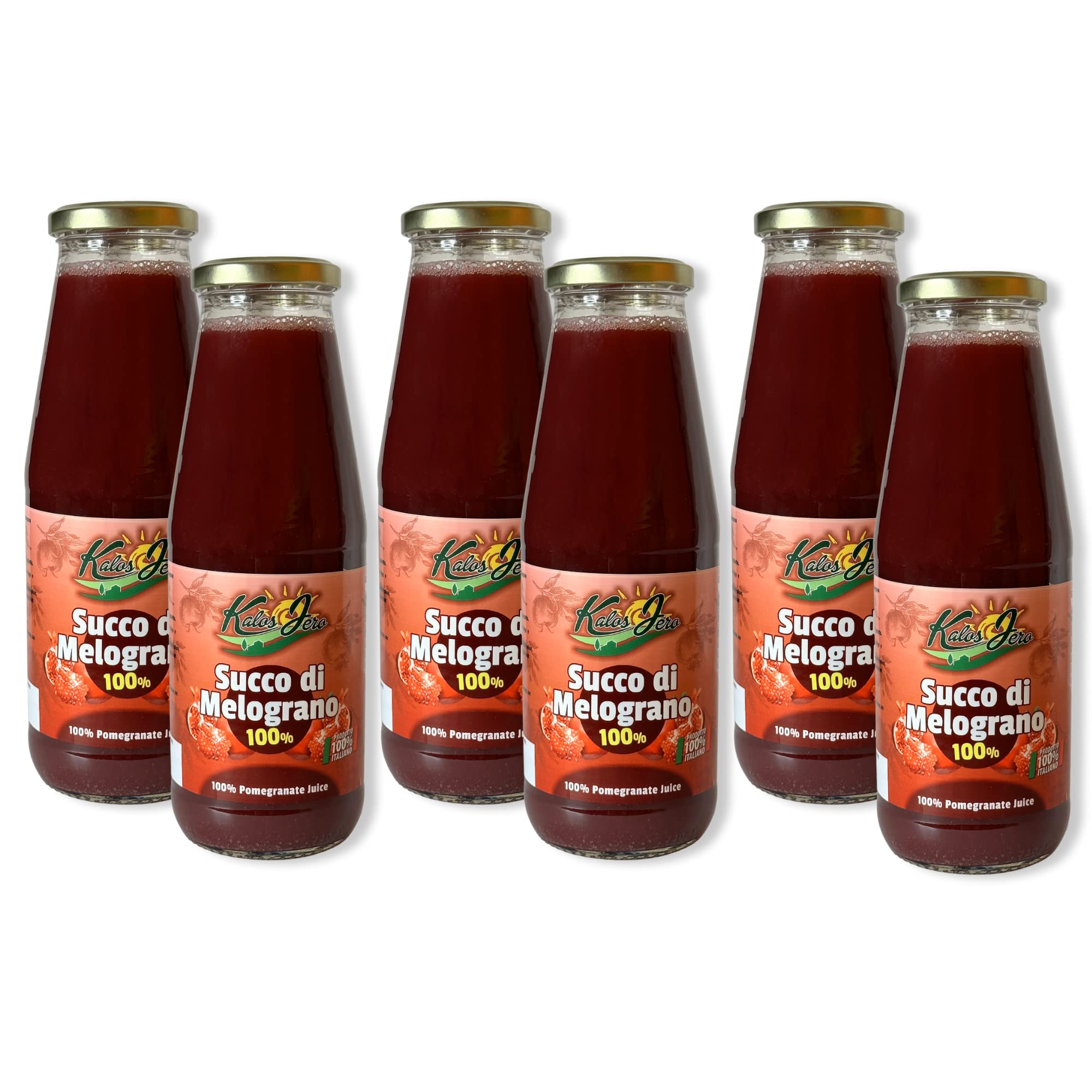 Spremuta Succo di Melograno 6x 720ml – 100% Naturale Frutta Fresca di Stagione - Gusto Autentico - Prodotto Artigianale Alta Qualità Senza Additivi – Kalos Jero