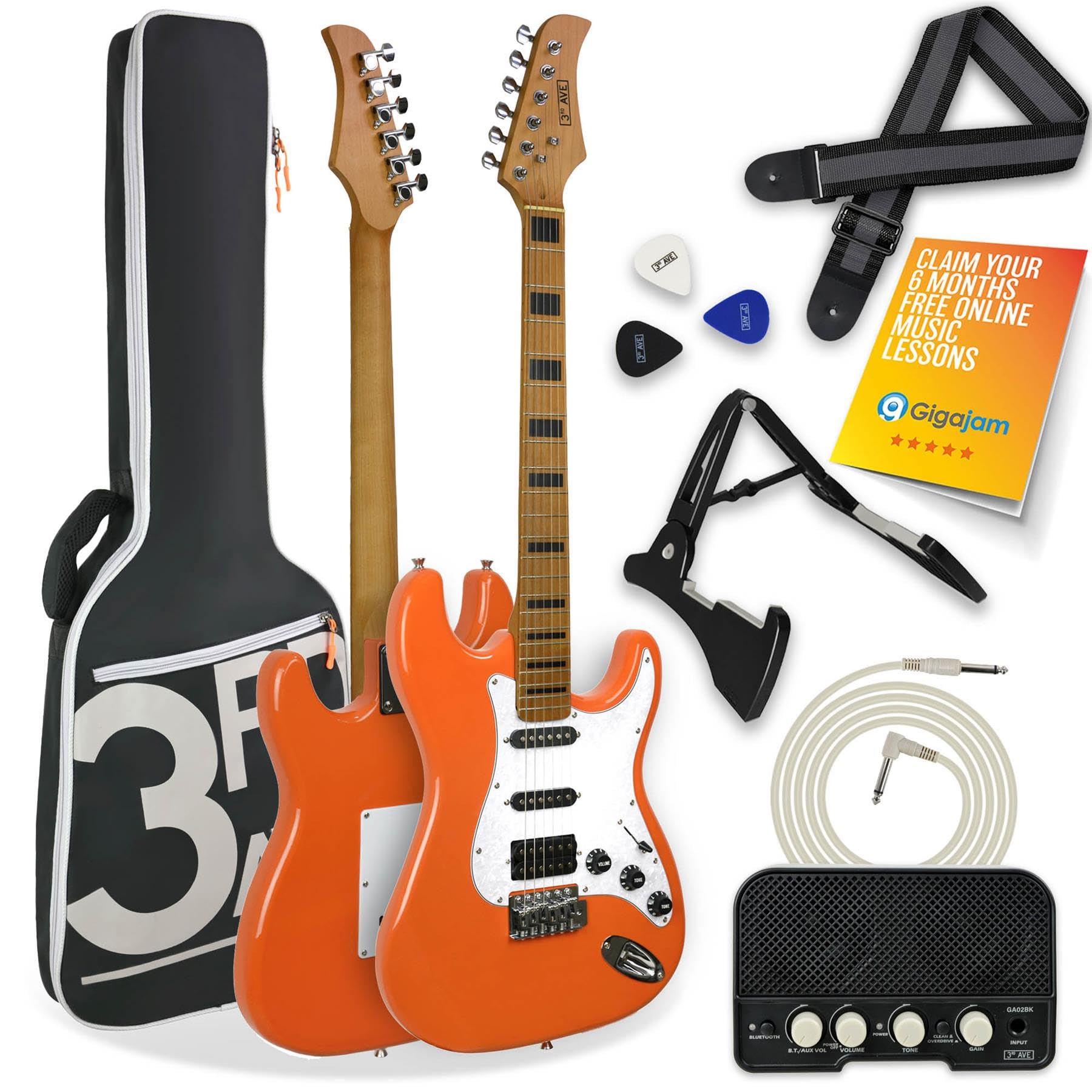 3Rd Avenue Stateside Series Electric Guitar Pack Canyon Orange Full