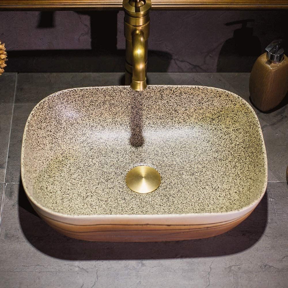 Szafka Pod Umywalkę Z Umywalką, Umywalka Nablatowa, Umywalka Nablatowa 16" W Stylu Vintage, Prostokątna, Porcelanowa, Ceramiczna, Umywalka Nablatowa