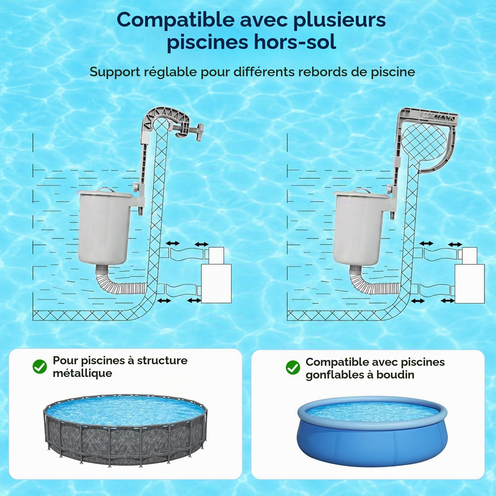 Skimmer Piscine Hors Sol, Skimmer Piscine avec Panier Filtrant 60 Mailles