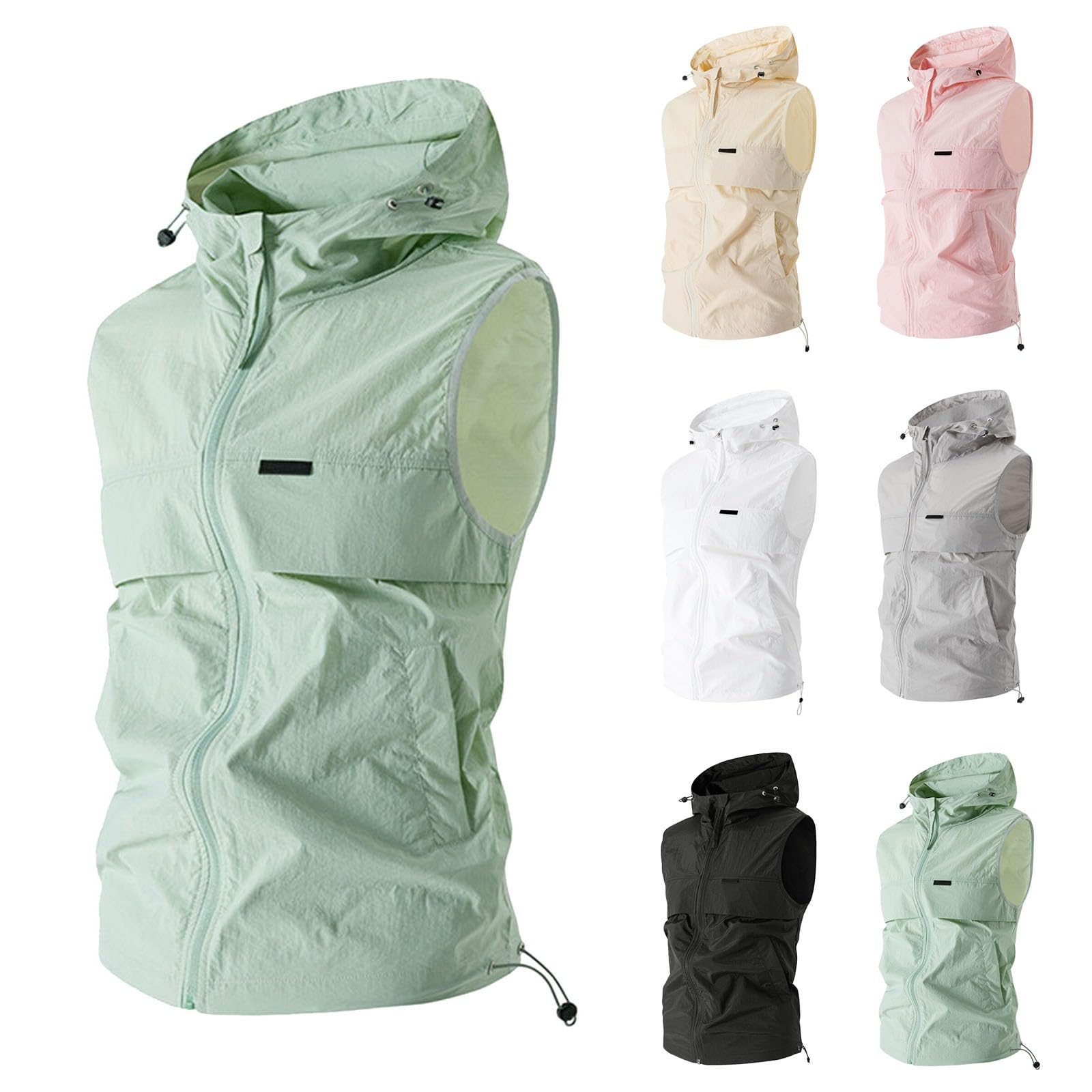 Generisch Veste de course légère sans manches pour homme - Respirante - Imperméable - Coupe-vent - UPF 50+ - Séchage rapide - Course à pied - Poches de fitness - Imperméable - Vêtement de sport