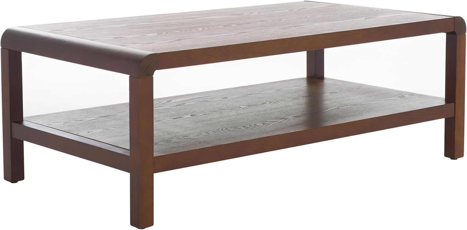 SAFAVIEH Home Collection Omara Walnut Brown 1-Shelf Coffee Table