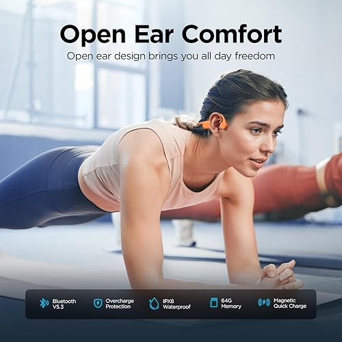 Miniatura 8 de Sanag Auriculares de conducción ósea B60S, auriculares de natación impermeables IPX8 de oído abierto, auriculares incorporados de memoria MP3 de 64