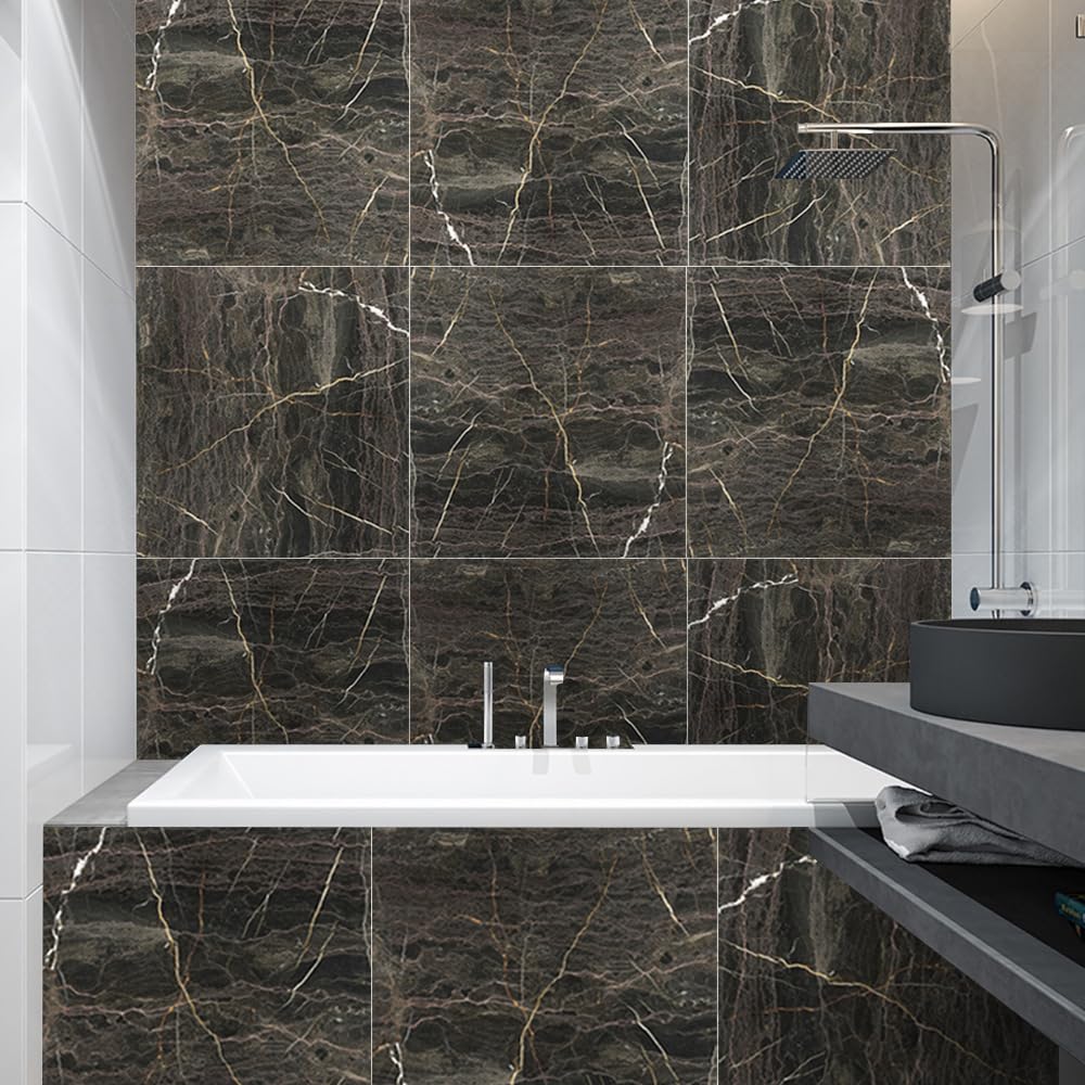 LMYSXAOZ Tile Stickers Stick on Tiles, Self Adhesive Wall Tiles for Kitchen Bathroom, Oil Proof Peel and DIY Floor Simple Marble 30x30cm (8PCS,Marble 1)