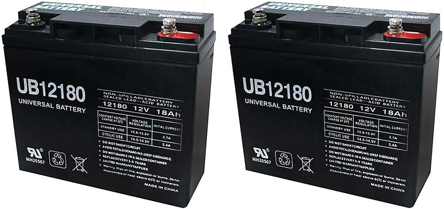 UPG UB12180 12V 18AH Internal Thread Battery for Motorino XPh - 2 Pack