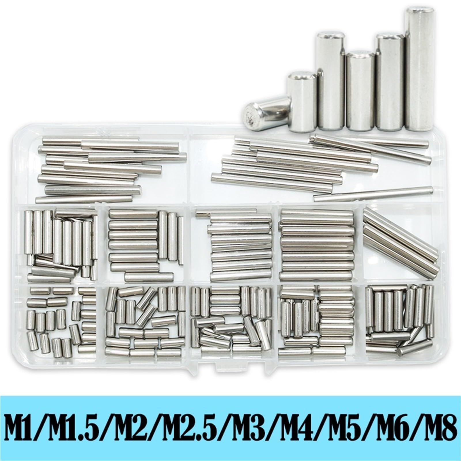 Gewindestift Passstift-Sortimentssatz, Edelstahl-Positionierungsregal-Stützstift, massiver Zylinder Zur Reparatur(M1-M1.5 300pcs)