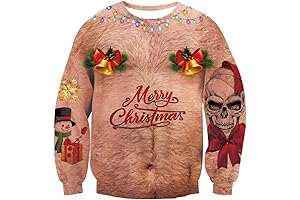 Idgreatim Unisex Ugly Christmas Crewneck Sweatshirt Novelty 3D Graphic Long Sleeve Sweater Shirt