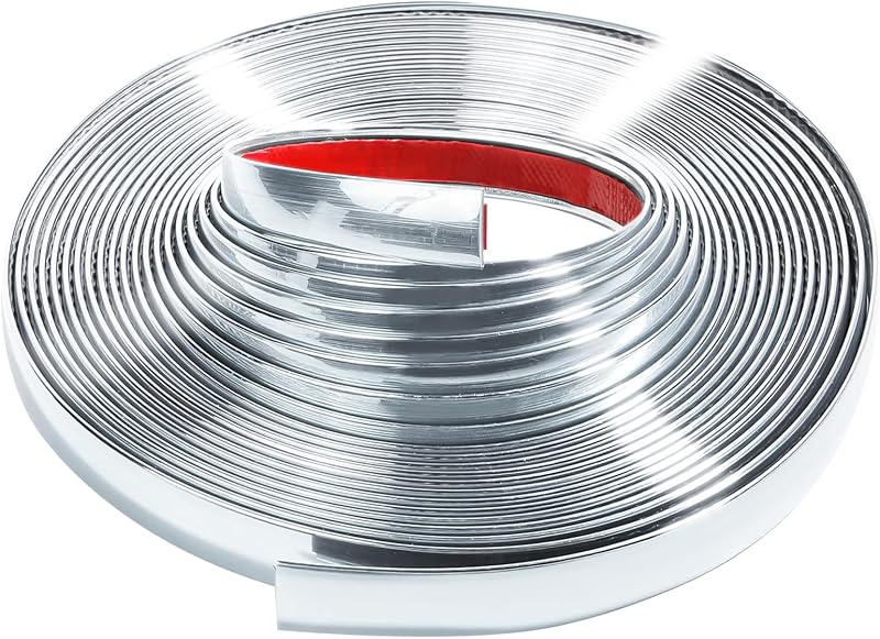 Moldura Cromada Automotiva Rebvugr em PVC para Carroceria, 12 mm de largura e 5 m de comprimento – 1 rolo