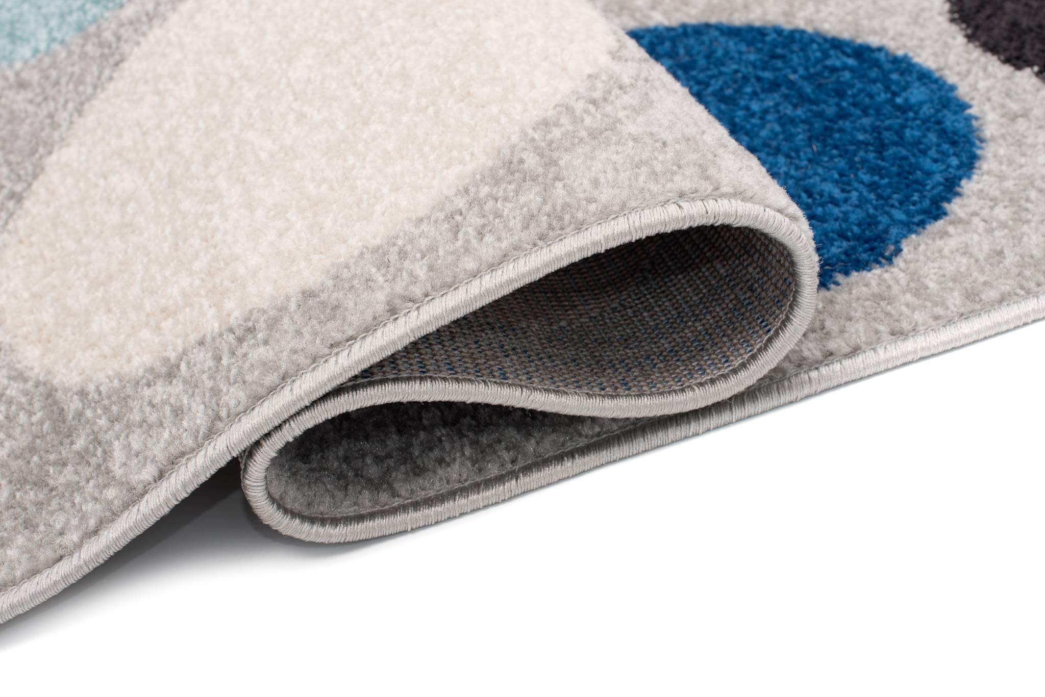 TAPISO Lazur Tapis Chambre Enfant Fille Garçon Bébé Tapis de Jeu Moderne Bleu Rose Gris Crème Noir Géométrique Motif à Pois Poils Courts Oeko-TEX Doux Résistant 120 x 170 cm