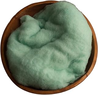 Newborn Fluff, Merino Wool Batting, Cloud, Basket Stuffer, Newborn Photo Prop (3.5 Ounce, Aqua Green)