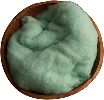 Newborn Fluff, Merino Wool Batting, Cloud, Basket Stuffer, Newborn Photo Prop (7 Ounce, Aqua Green)