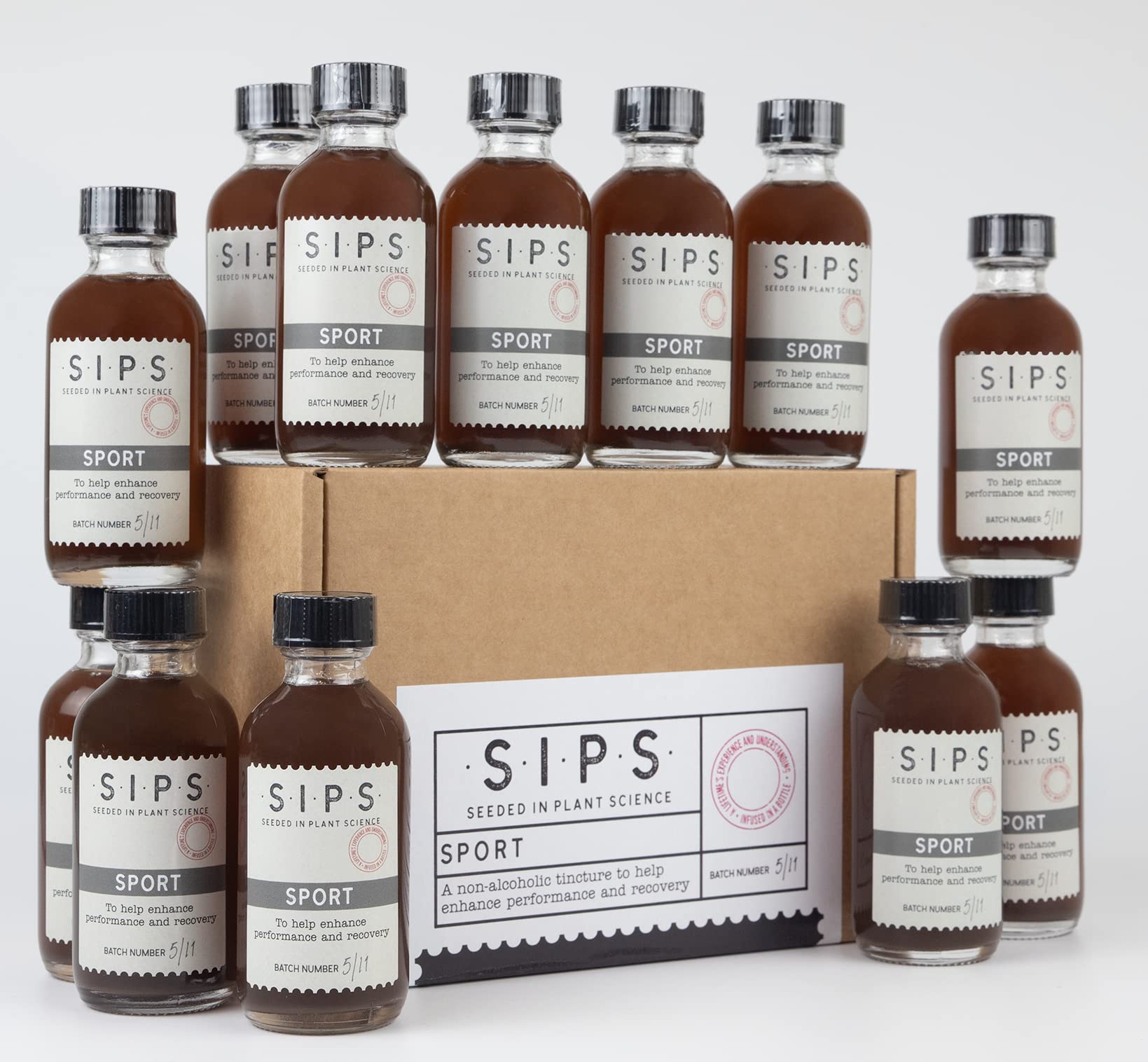 Herbal SIPS Organic Vegan Liquid Anti-inflammatory and Performance Supplement Drink for Sport 12x60ml Pack