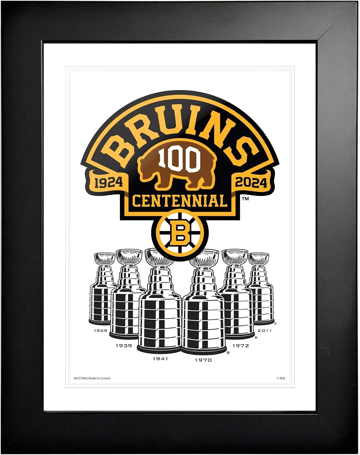 Boston Bruins 100th Anniversary Frame - 12" x 16" Stanley Cups