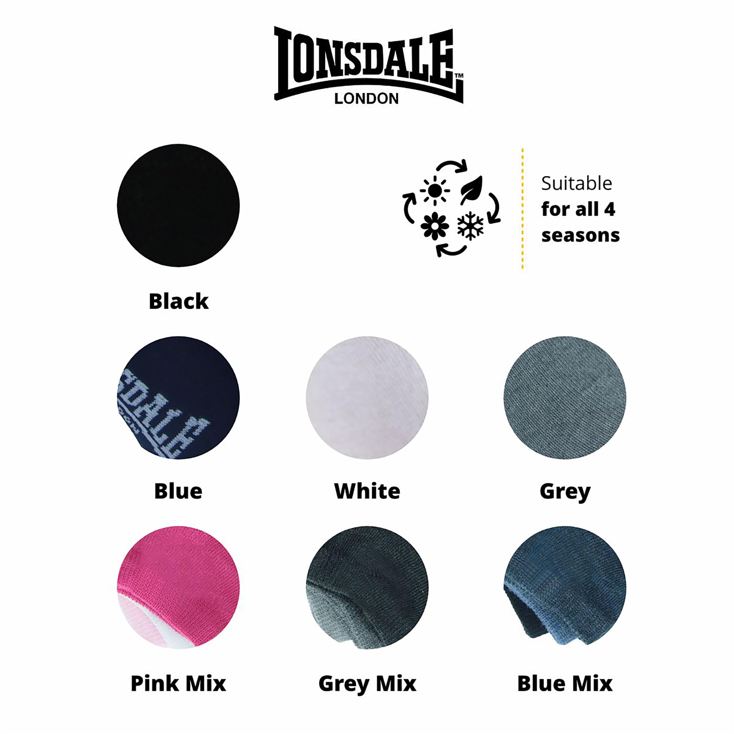 Lonsdale 6 Paia Calzini Corti Uomo Donna - Calzini Sportivi Quarter - Lunghezza Sopra la Caviglia - Cotone Traspirante