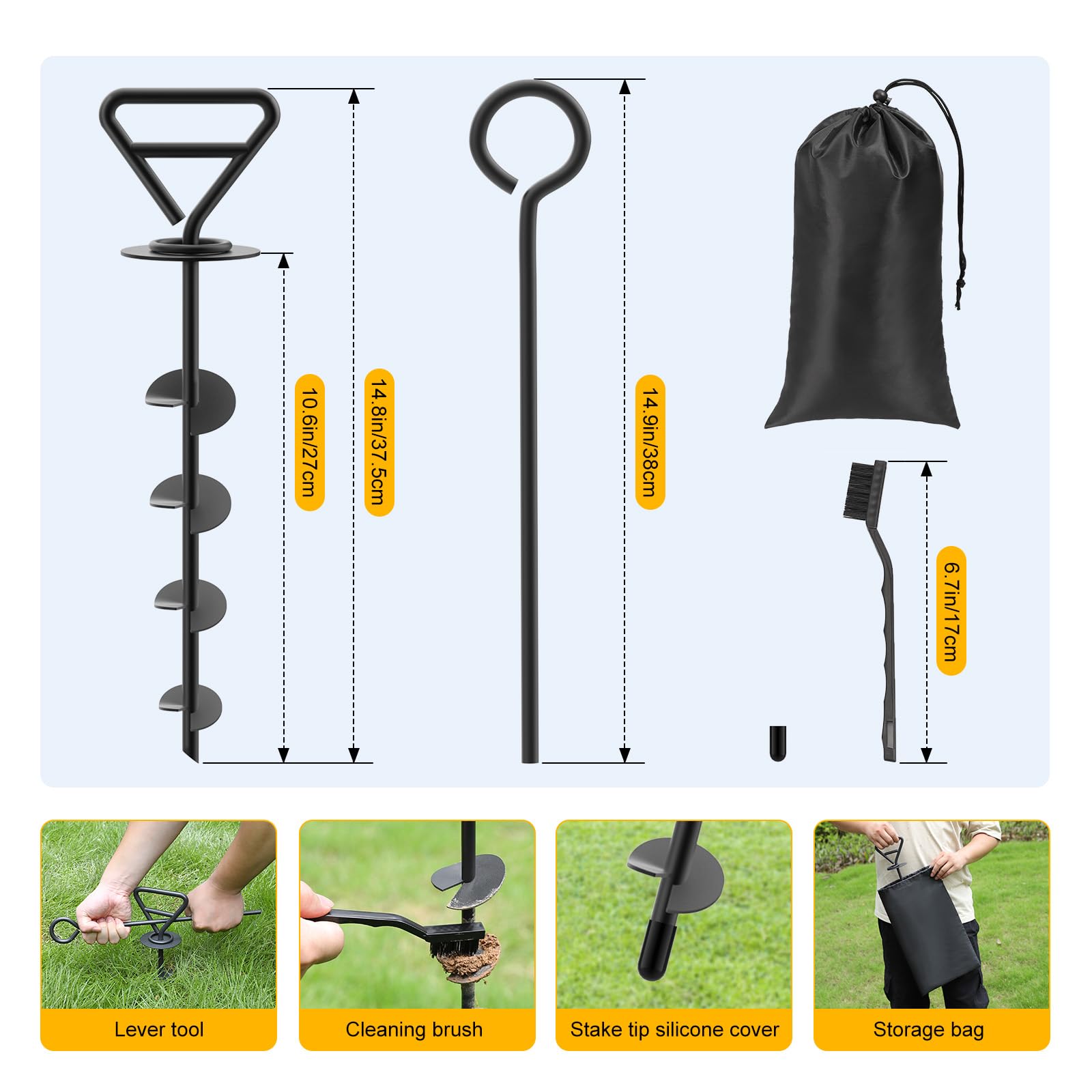 Picchetto per Cani Resistenti, Paletto per Cani Rotante a 360°, Ancoraggio a Terra per Cani, Picchetto a Spirale per Guinzaglio del Cane, Picchetti per Cani per il Cortile, il Campeggio, Ecc