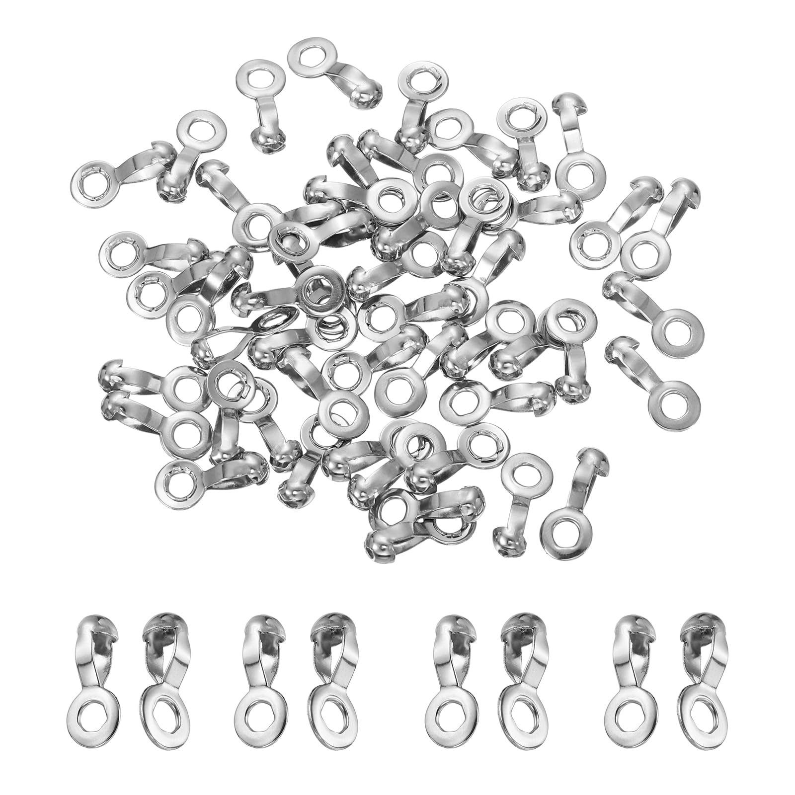 PATIKIL Ball Chain Loop Connectors, (3mm-3.2mm, 60 Pcs), Stainless Steel Pull Loop Crimp Link Metal Connector Links for - Ball Chain/Ceiling Fan/Lamps/Necklaces/Bracelets