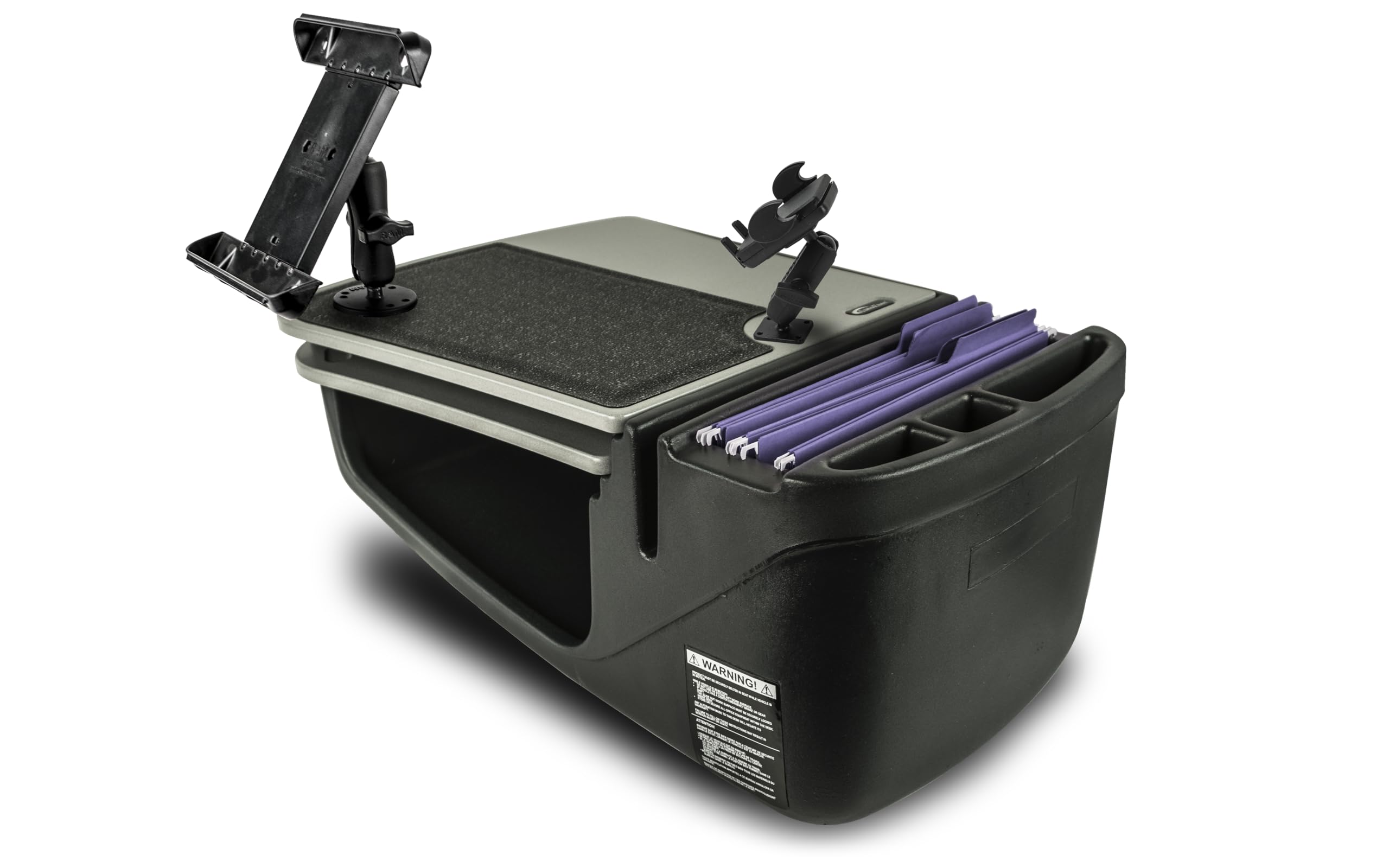 AutoExec AE-GMCD-PM-TAB-GT GripMaster Car Desk for Your Vehicle Workstation and Mobile Office, Grey with Phone Mount and Tablet Mount