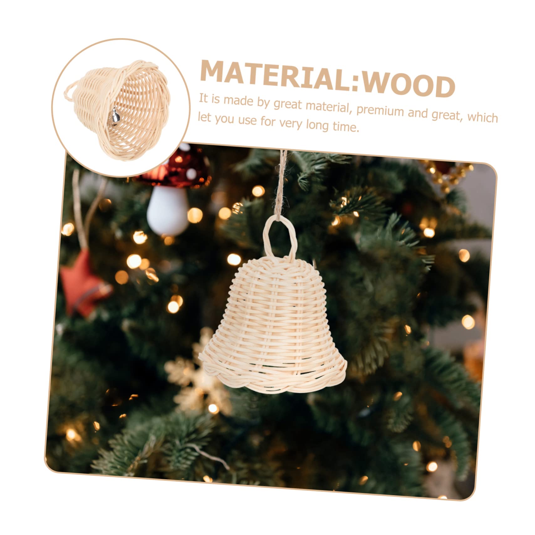 PRETYZOOM 3 Pezzi Di Ornamenti Natalizi A Forma Di Campana Ciondolo Natalizio in Rattan Intrecciato Ciondolo Per Albero Di Natale Decorazione A Forma Di Campana