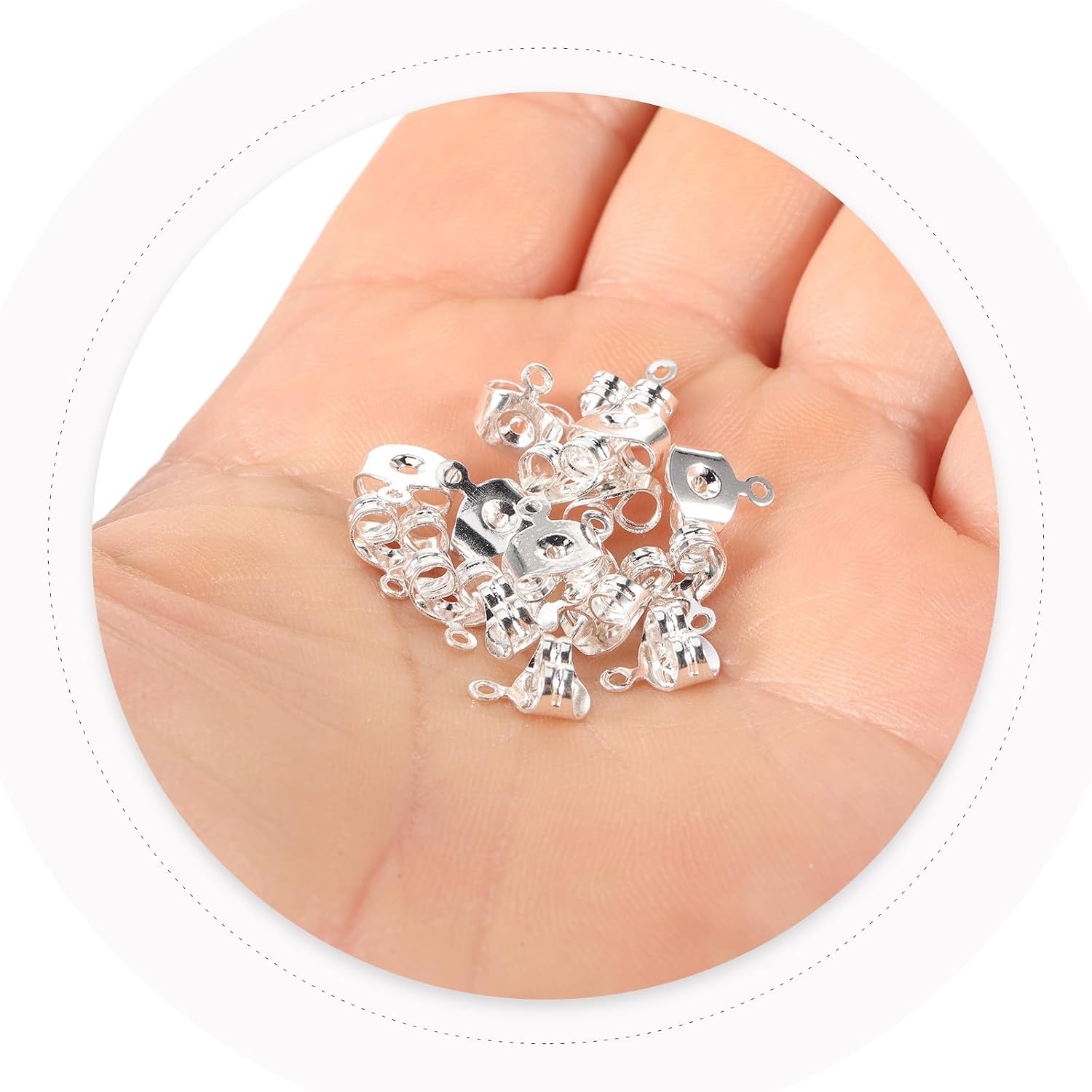100pcs Silver Star Copper Earring Backs for DIY Makers M15 image 4