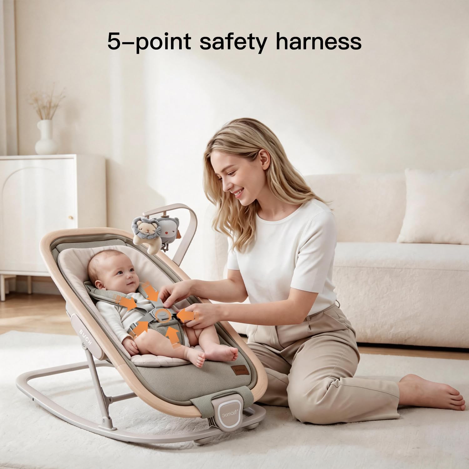 Gromast 2-in-1-Babywippe für Säuglinge, tragbare Babywippe mit 3 Liegepositionen und Reisetasche – Grün