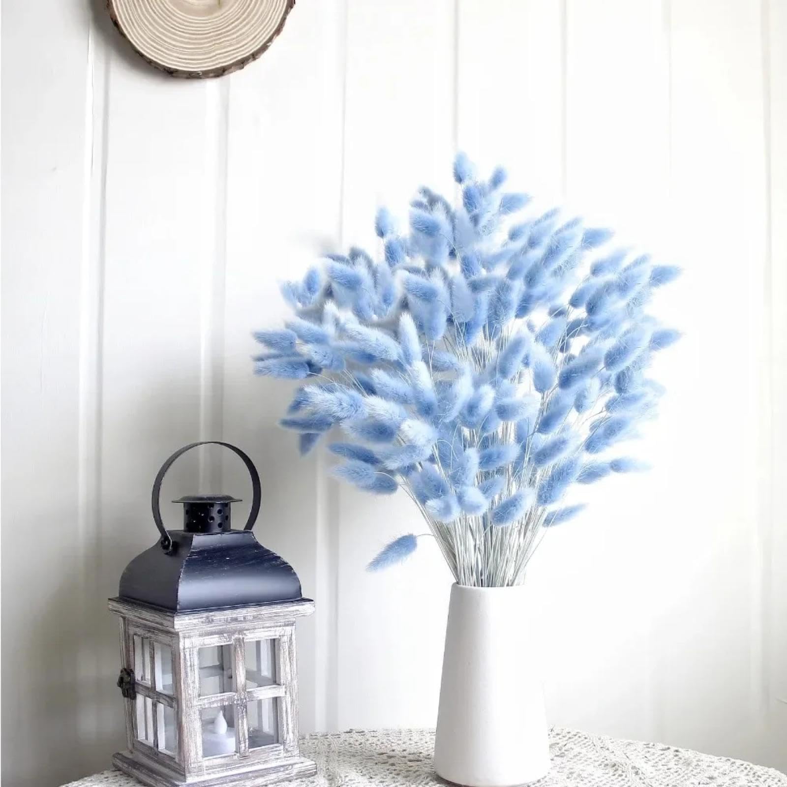 Flores secas de Cola de Conejo,100 Piezas 45cm Colas de Conejo Flores secas Pampas Hierba decoración Boho Cola de Conejo Ramo de Hierba Decoraciones de Mesa de Boda Blanco