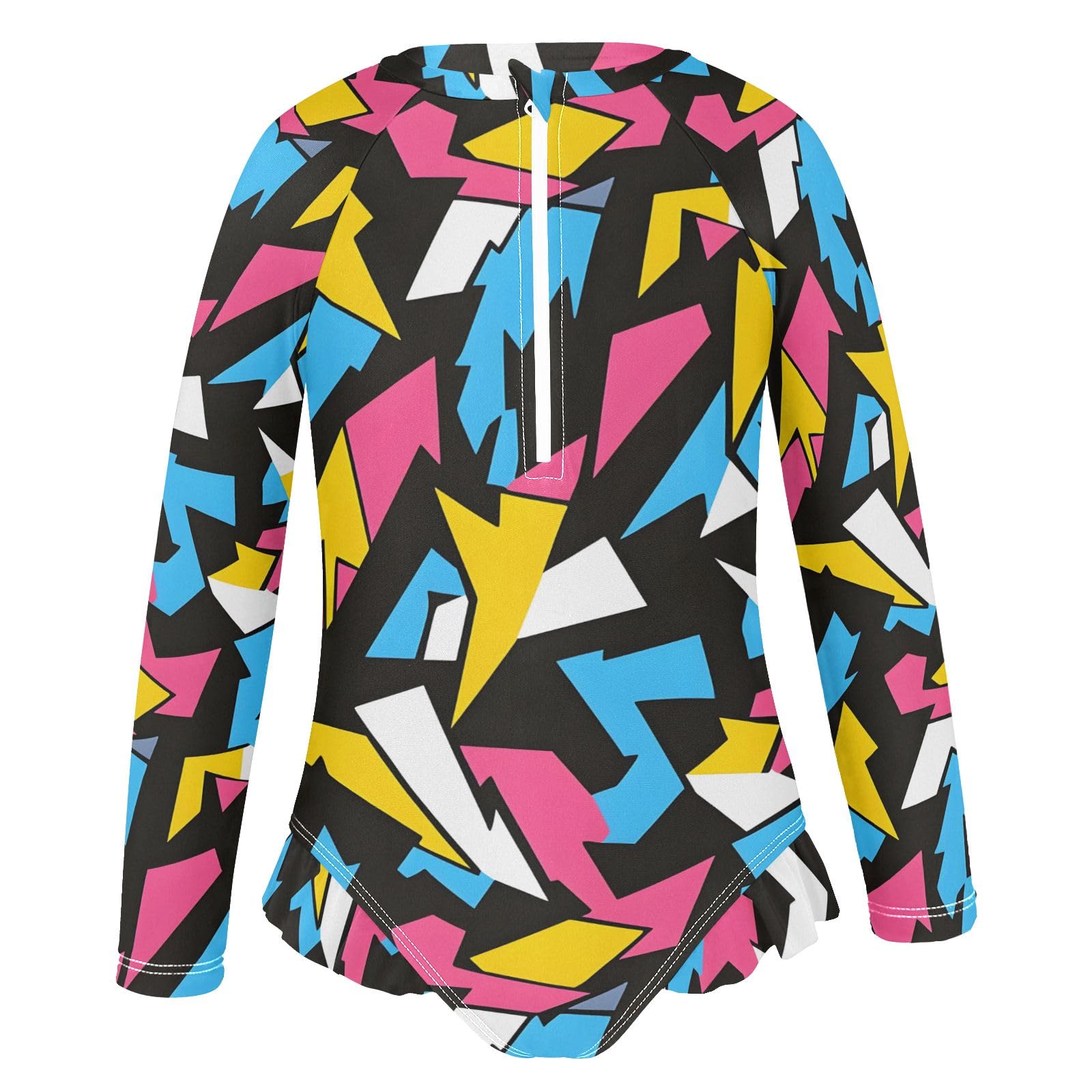 ALAZA Toddler Swimsuit Girl Bathing Suit Swimwear Rash Guard Lightning Long Sleeve 3T