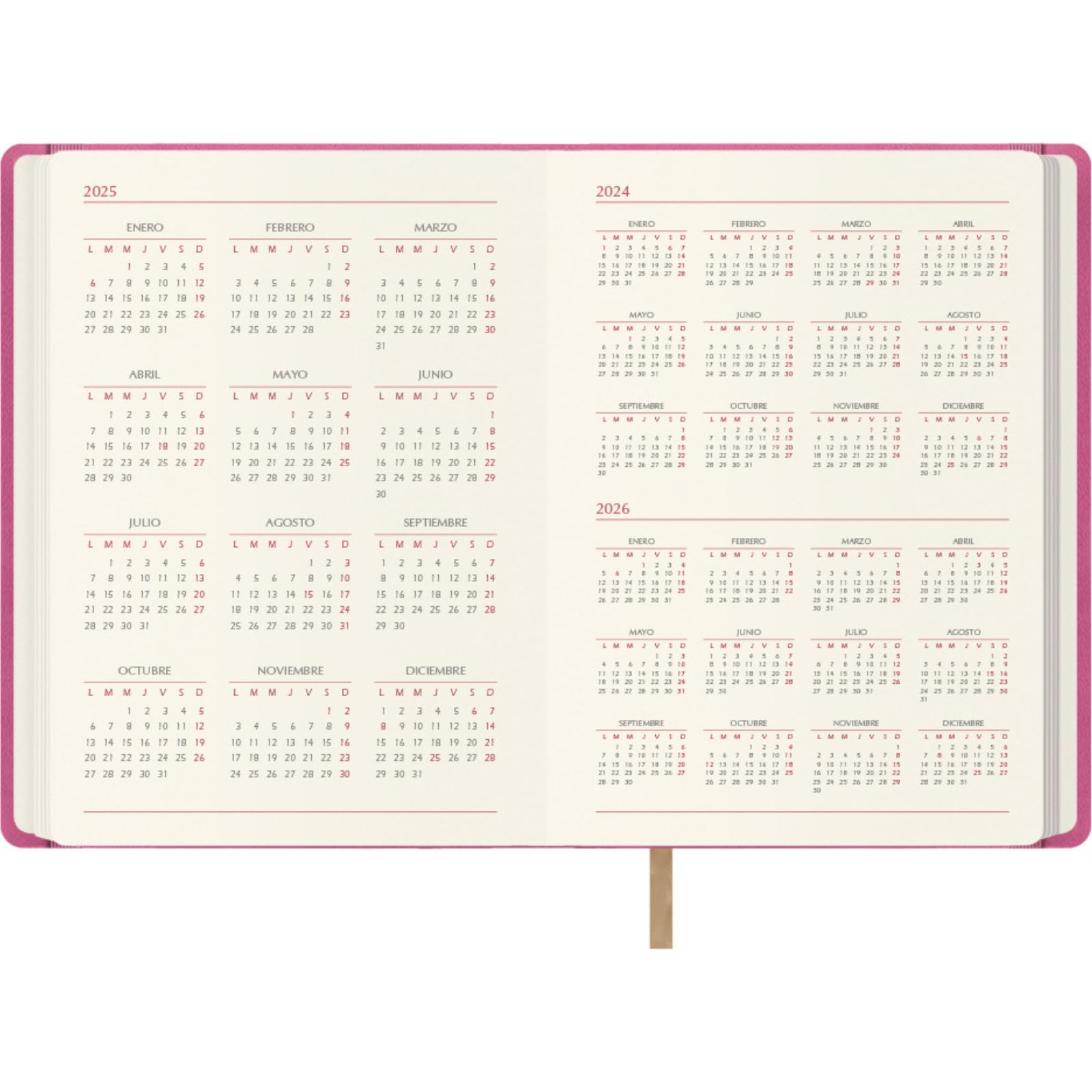 Dohe, 2025 Diary, Day by Page, A5 Size (15 x 21 cm), 12 Months January to December, Leatherette Hardcover, Planner in Spanish - Image 3