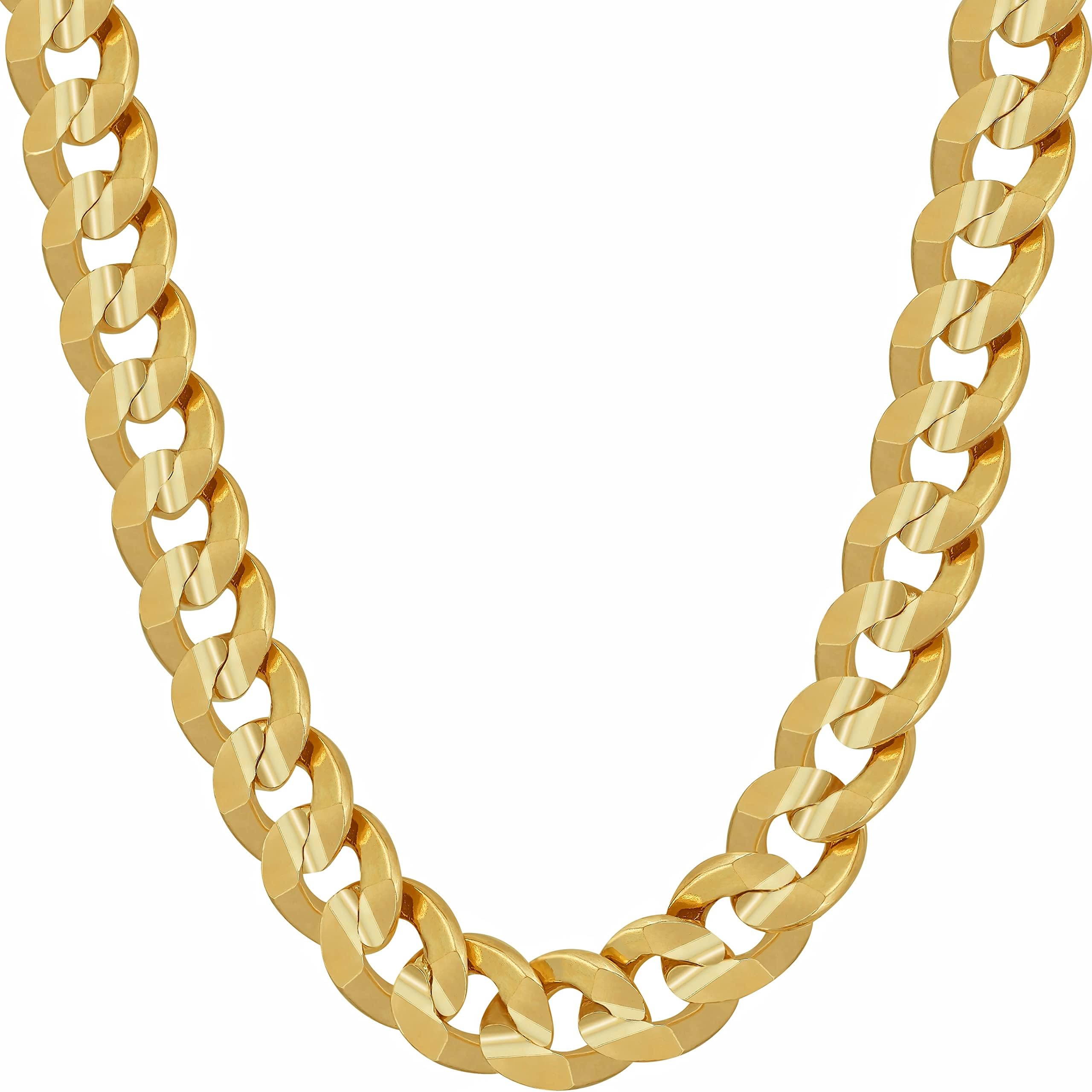 LIFETIME JEWELRY Cuban Link Chain Necklace 24k Gold Plated for Men and Women (6mm & 9.5mm)