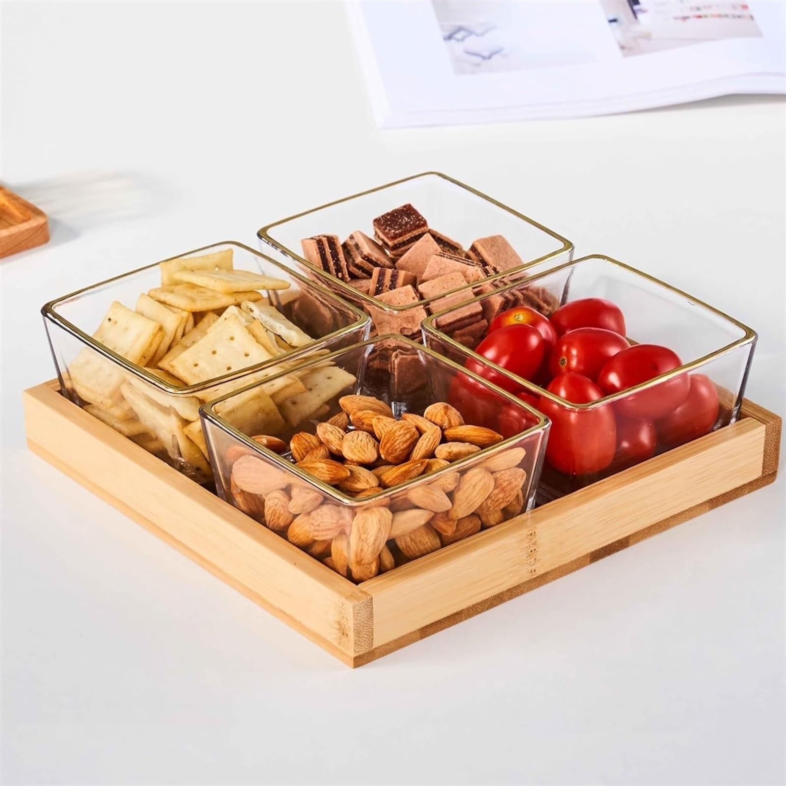 Vassoio Portasnack Con 5 Scomparti - Contenitore Per Frutta Secca, Caramelle, Antipasti - Foto 5