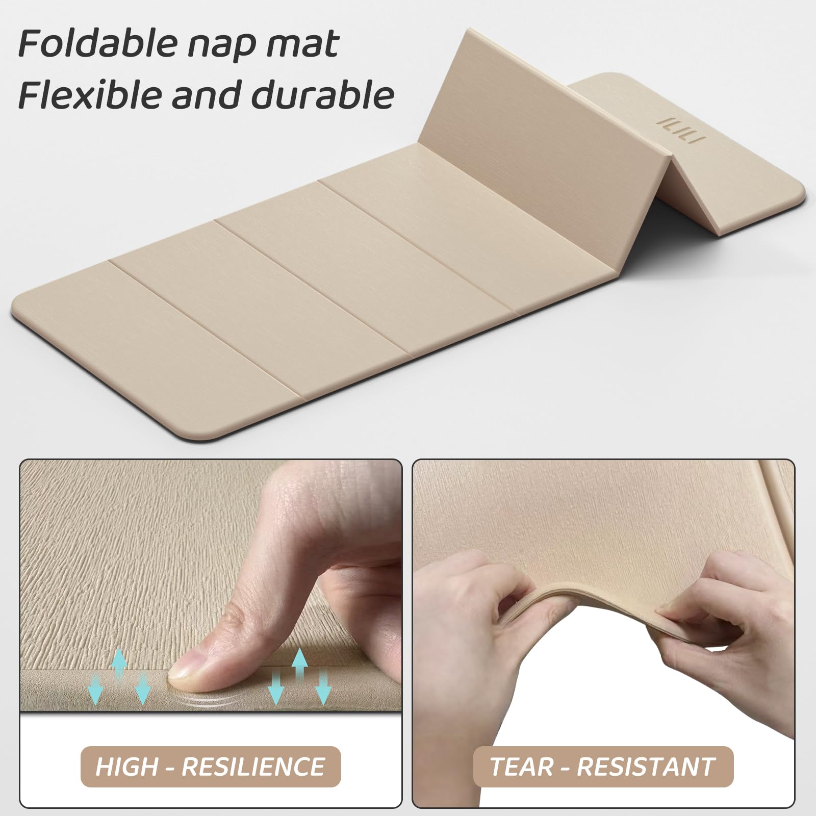 ILILI Tapete de yoga plegable de 71 x 24 x 0.3 pulgadas, tapete antideslizante de TPE para el hogar, impermeable y ligero (2 libras) para gimnasio en casa, pilates y estiramiento, entrenamientos de