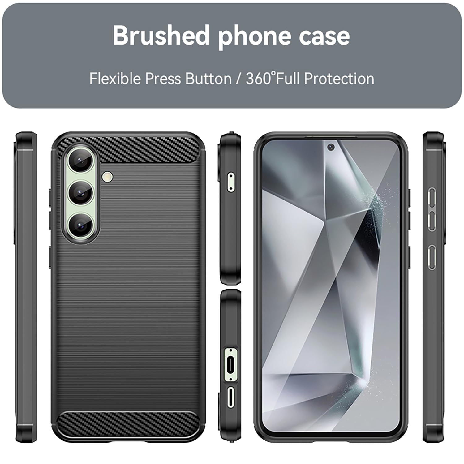 Aikcks for Samsung Galaxy S24 FE 5G Phone case, Shockproof, Scratch Resistant Carbon Fiber Jacket, Soft TPU, for Galaxy S24 fe 5G case (Black, Galaxy S24FE)