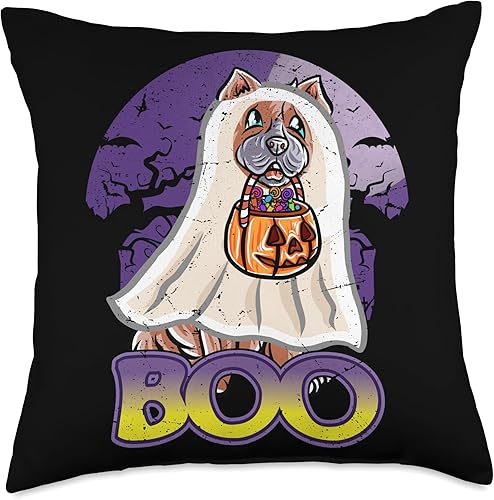 Miniatura 1 de BCC Chow Chow Shirts & Asian Dog Lover Gifts Chow Happy Halloween Costume Ghost Throw Pillow, 18x18, Multicolor
