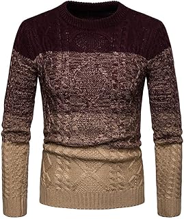 Hong Yi Fei-Shop sweaters for men Sweater Men Fashion Gradient Color Mens Knitted Sweaters Slim Fit O-Neck Long Sleeve Pullover Knitted Sweater Men sweaters