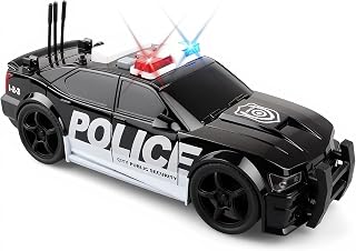 Police Car Toy for Kids, 1:20 Plastic Pursuit Rescue Vehicle with Sirnes Sound and Light, Friction Powered Toy Car for Toddlers Boys Ages 3-6, Christmas Birthday Gifts