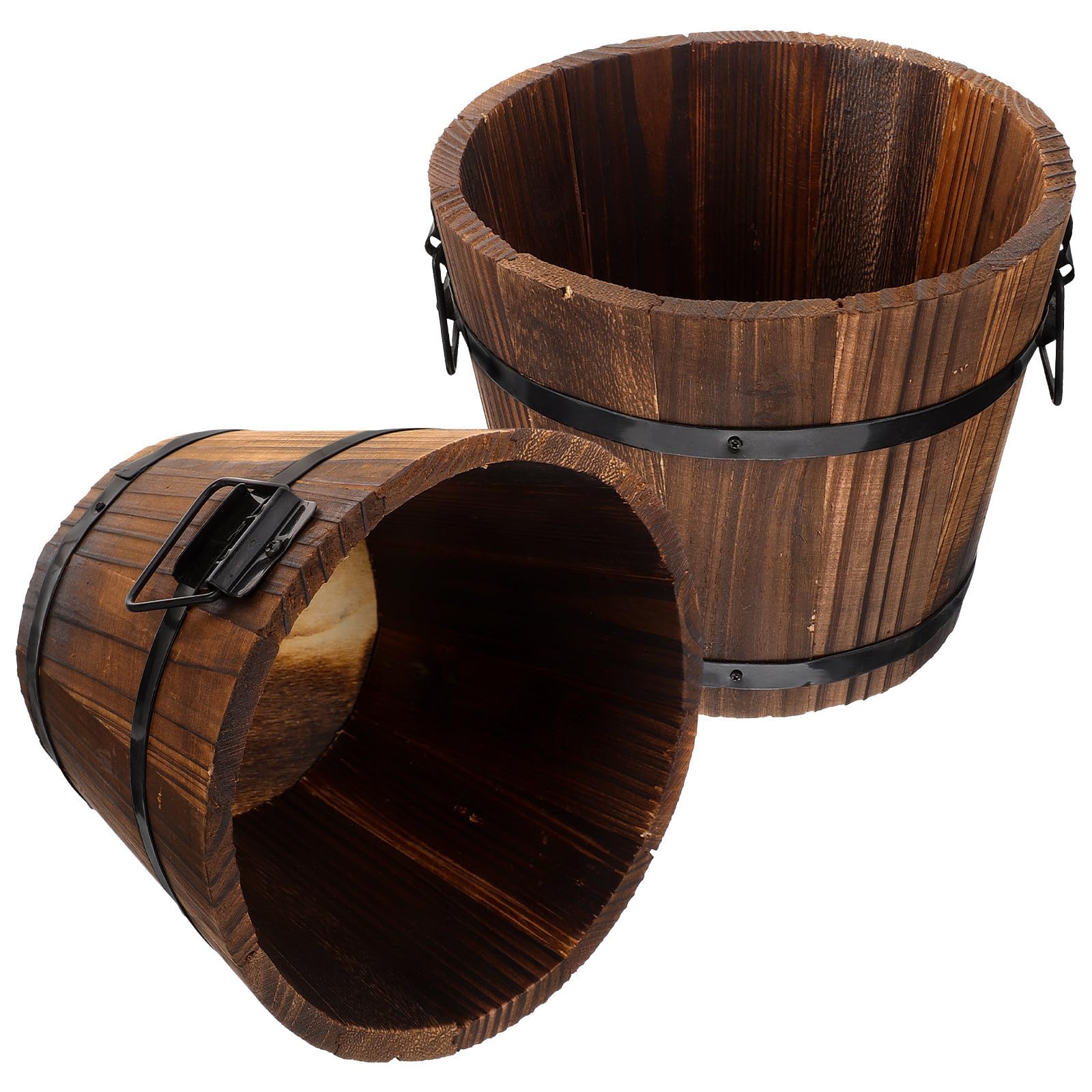 Pots de fleurs en bois finition café robuste de qualité supérieure