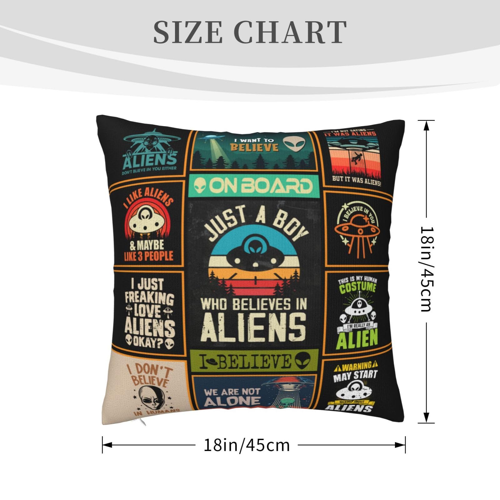 Alien Gifts - Funny Alien Gift for Men - UFO Gifts - Ancient Aliens Merchandise - Alien Stuff - Birthday Gift for Alien Lovers - Alien Decor Throw Pillow Cover 18"X 18"