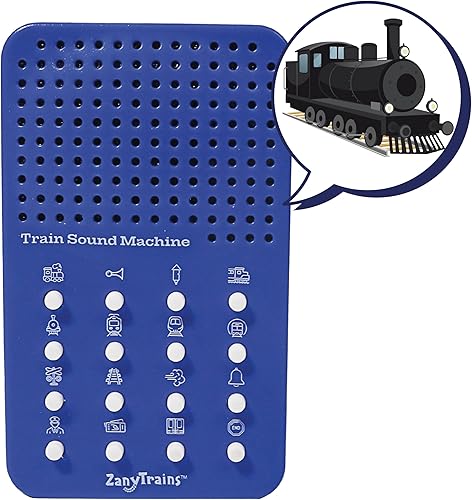 Miniatura 7 de Train Noisemaker con 16 sonidos, silbatos de tren, bocinas, conductores y ruidos del motor, tablero de sonido electrónico portátil con temática de