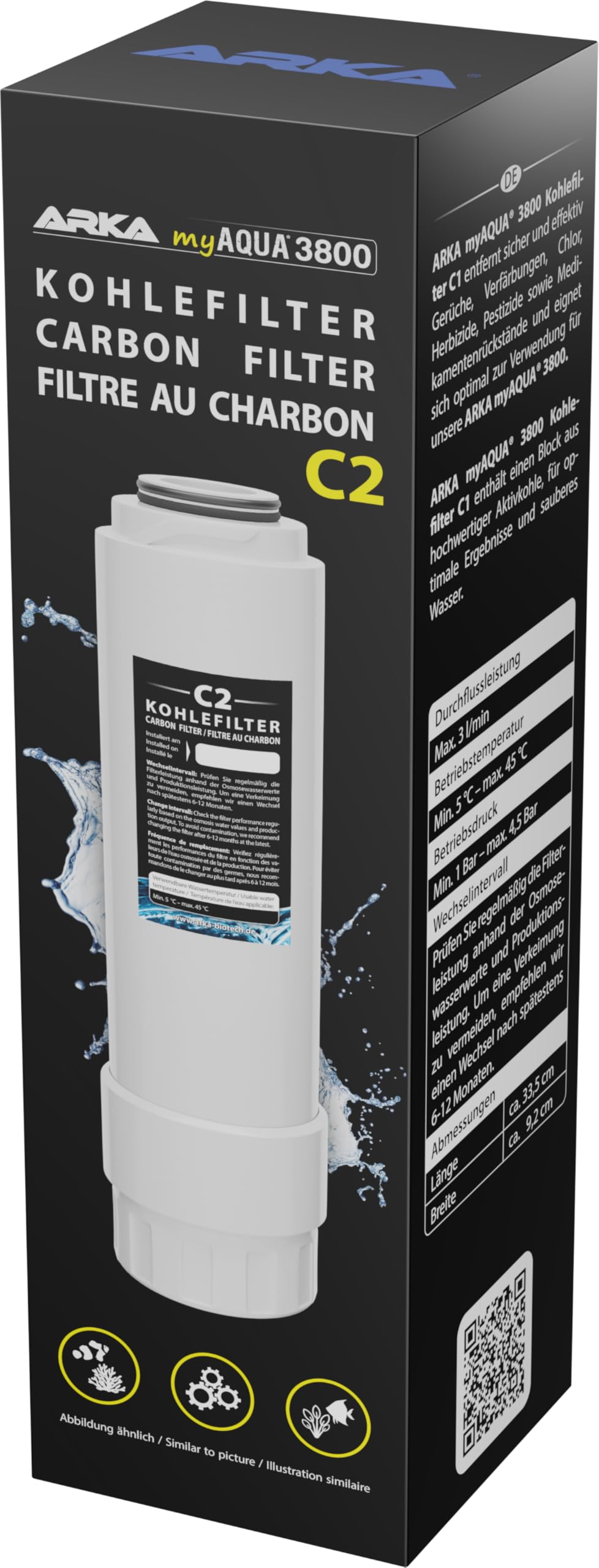 ARKA KF2MD3800 Kohlefilter Carbon Filter C2 myAqua 3800 Reverse Osmosis System, Multicoloured