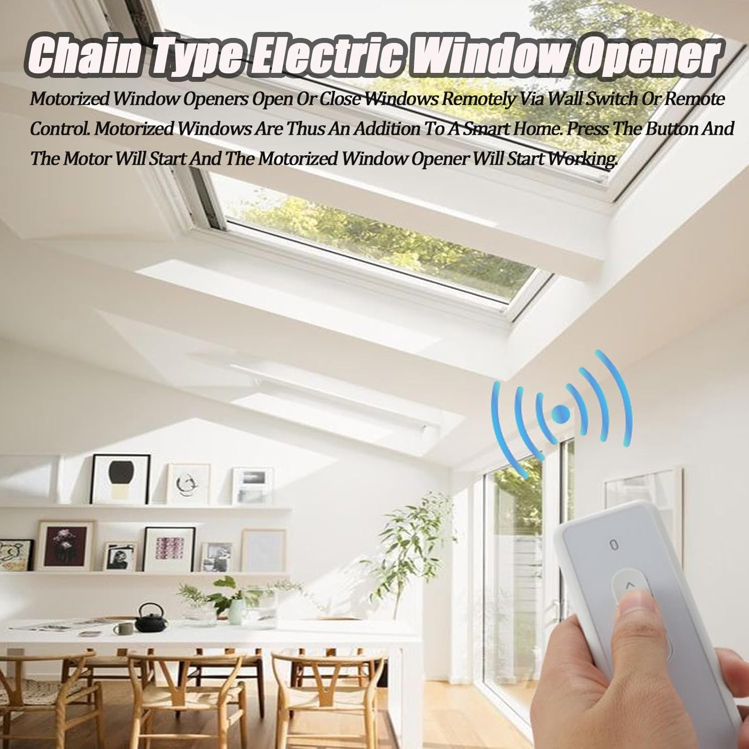 Actuador eléctrico para abrir ventanas con mando a distancia, carrera de 300-1000 mm, fuerza 600N para ventanas abatibles de tragaluz