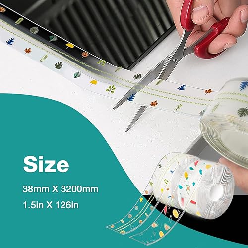 Miniatura 3 de Saihisday Tira de calafateo de esquina de 4 rollos, tira autoadhesiva de PVC, cinta de calafateo impermeable para cocina, baño, ducha, inodoro