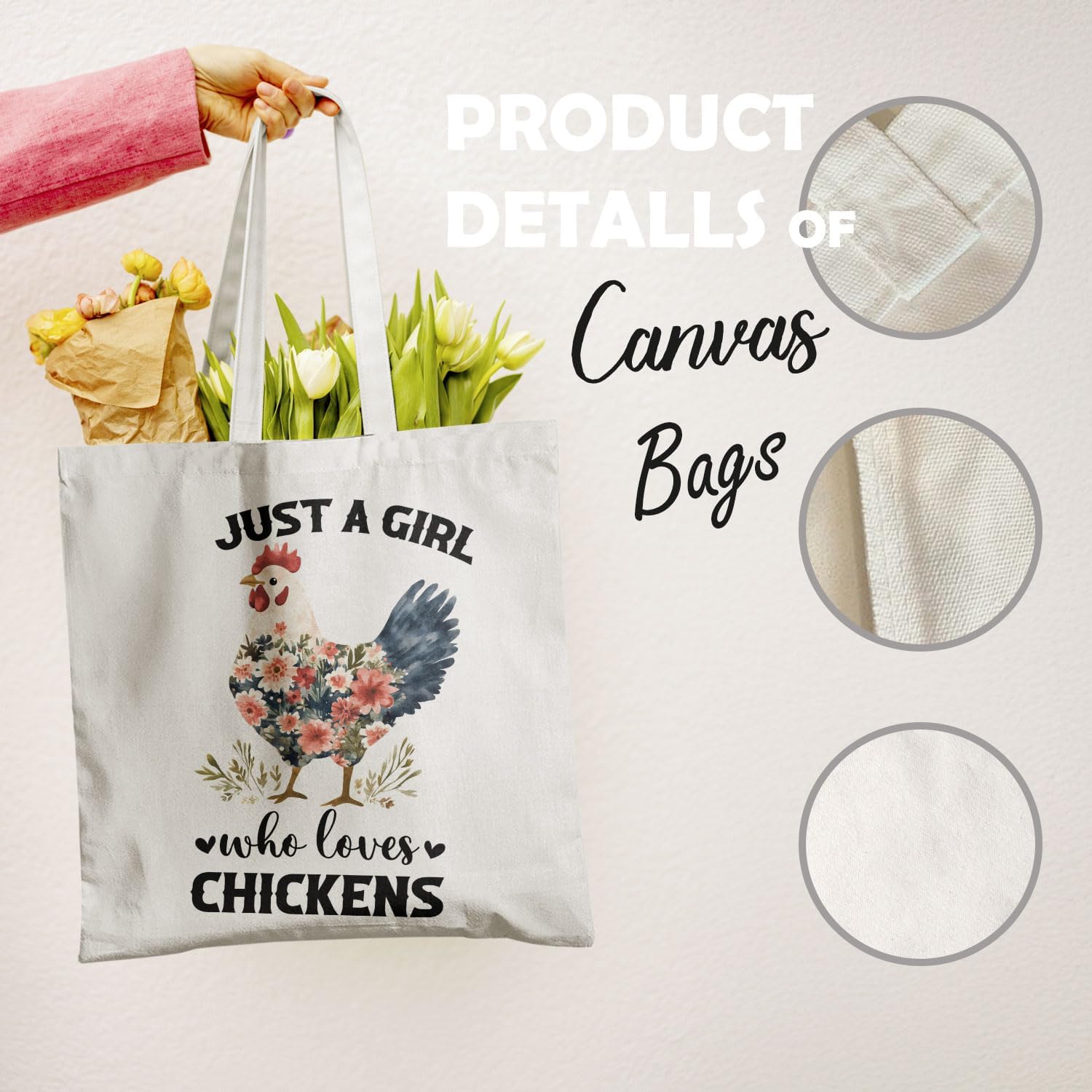 Themed Lover Gifts Canvas Tote Bags for Women, Just a Girl Who Loves... Reusable Grocery Shopping Bags image 4